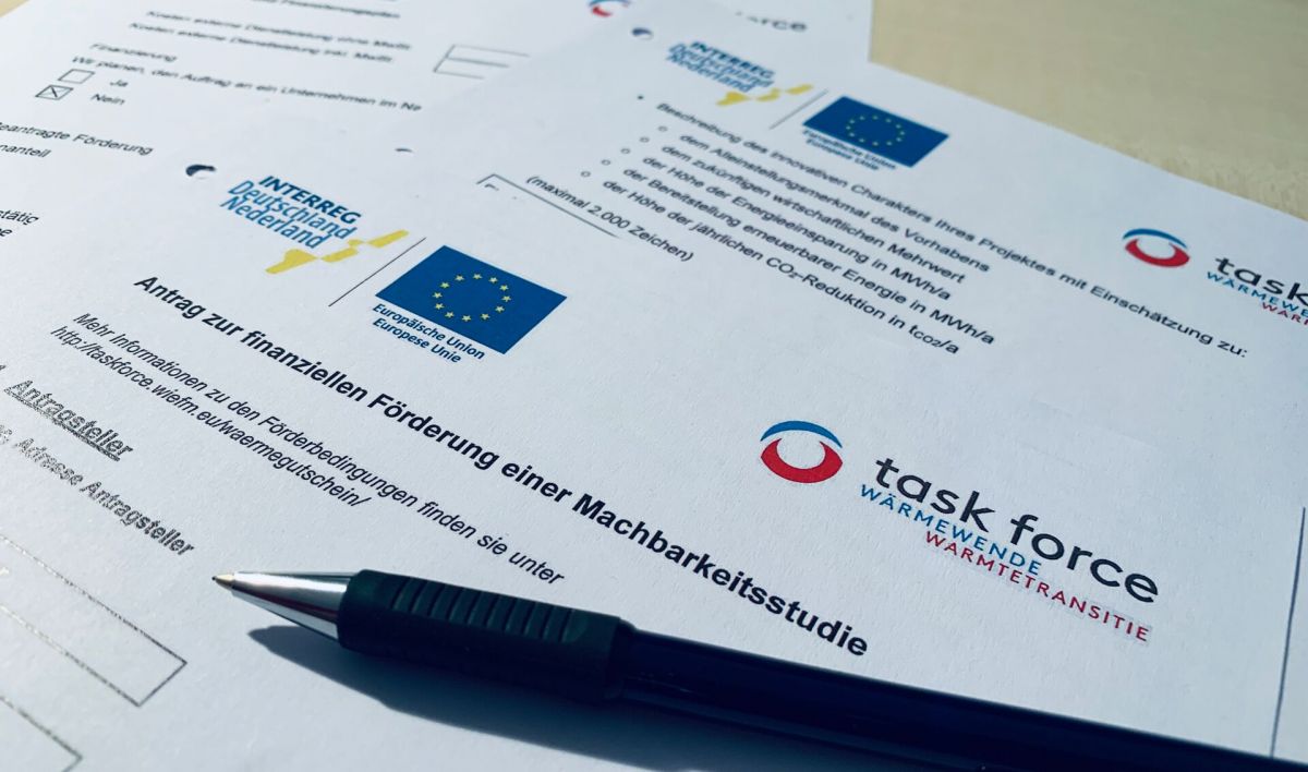Antragsbogen für Fördergelder für Machbarkeitsstudien in der Task Force Wärmewende (Foto: FH Münster/Fachbereich EGU)